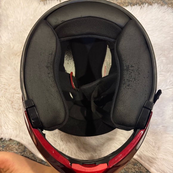 Burgundy Motorcycle Helmet With Harley Decals - Picture 5 of 8